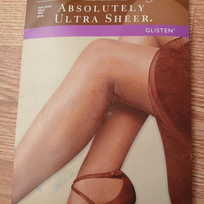 Hanes Absolutely Ultra Sheer GlistenControl Top Sandalfoot Pantyhose Sz B Silvr